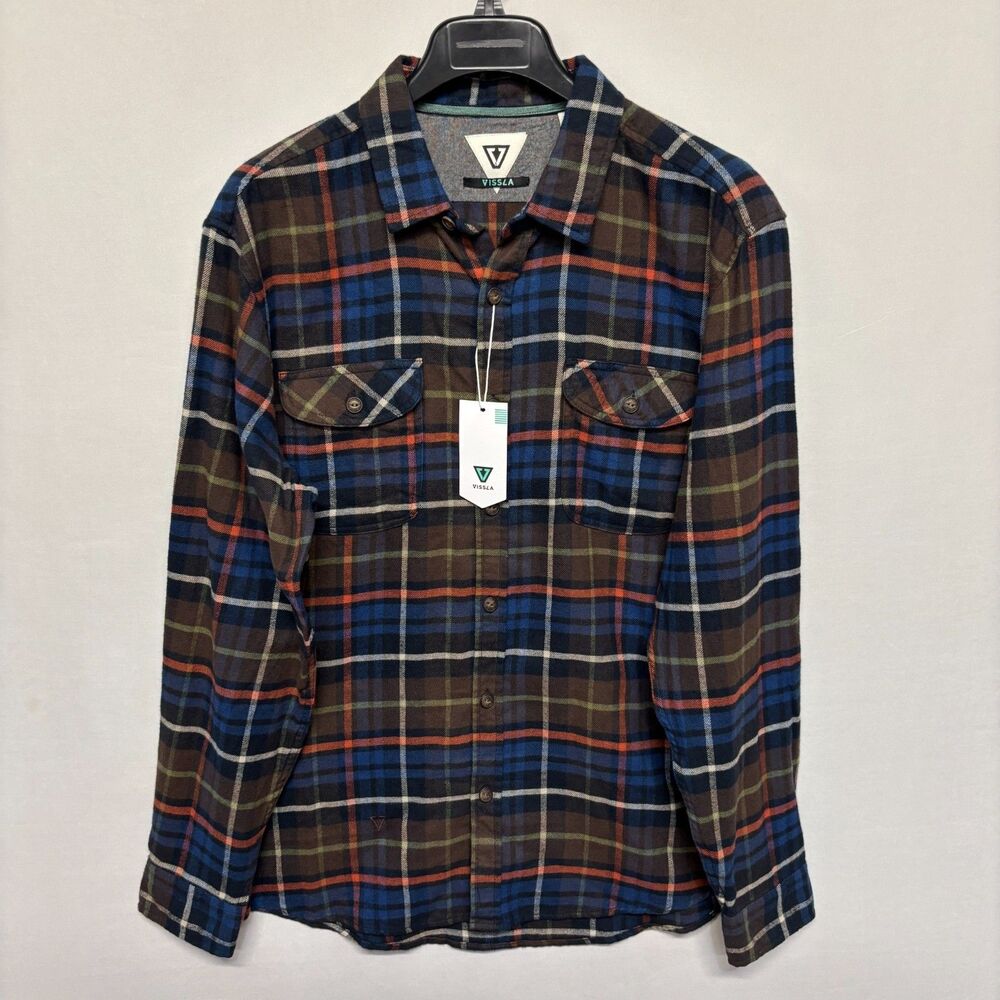 NWT Vissla Men Central Coast Long Sleeve Flannel Button Shirt Size Large D130 12